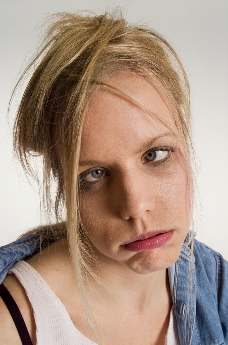 Exhausted pregnant woman, close-up, portrait